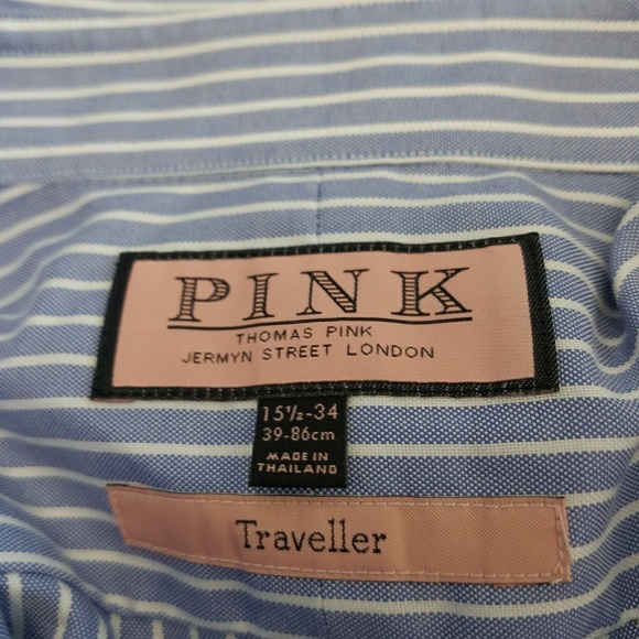 "Traveller" Blue w/White Pinstripes Shirt - Picture 3 of 3